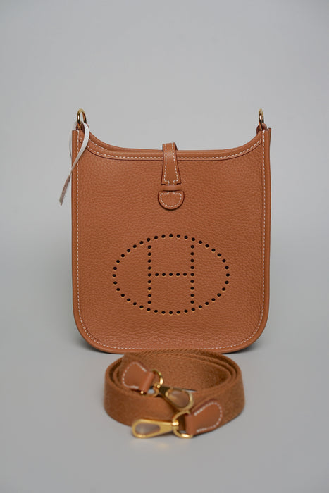 Hermes Mini Evelyne Short in Gold Ghw (Brand New)