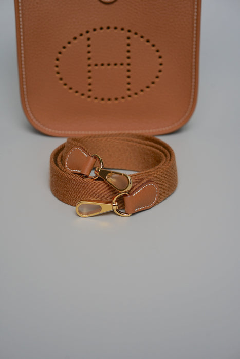 Hermes Mini Evelyne Short in Gold Ghw (Brand New)