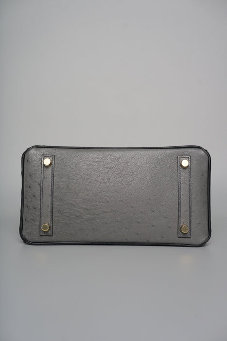Hermes Birkin 25 Hss in Gris Agate x Black Ostrich Bghw