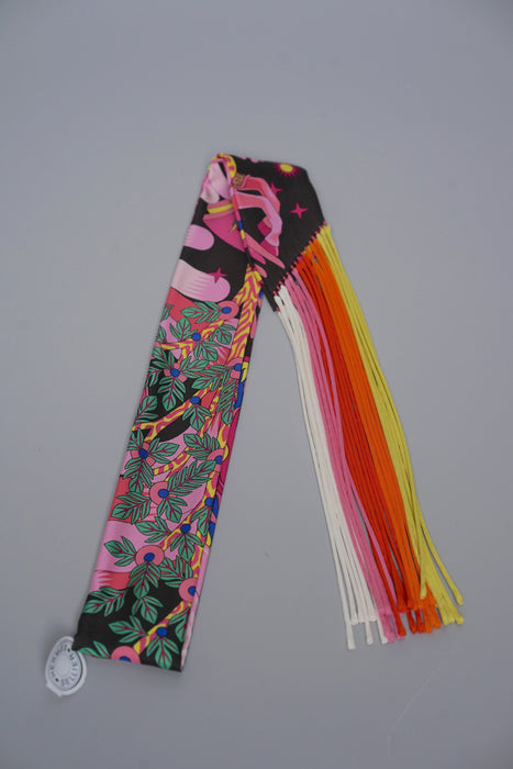 Hermes "La Source De Pegase" Fringed Silk Twilly in Rare Pink (Brand New)