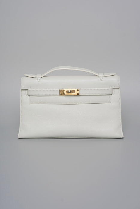 Hermes Kelly Pochette in Blanc Ghw