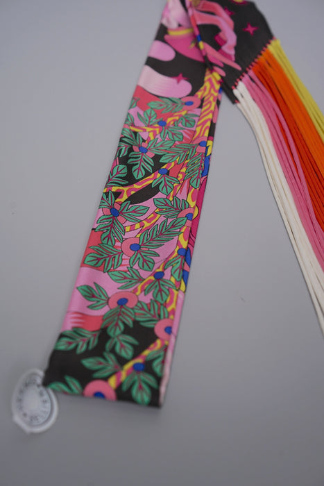 Hermes "La Source De Pegase" Fringed Silk Twilly in Rare Pink (Brand New)