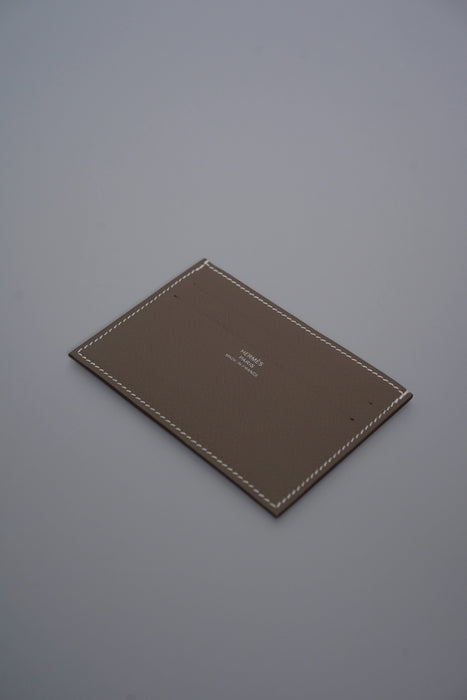 Hermes Citizen Twill Compact Card Holder in Etoupe/Bleu France (Brand New)