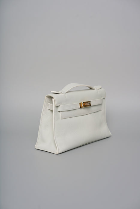 Hermes Kelly Pochette in Blanc Ghw