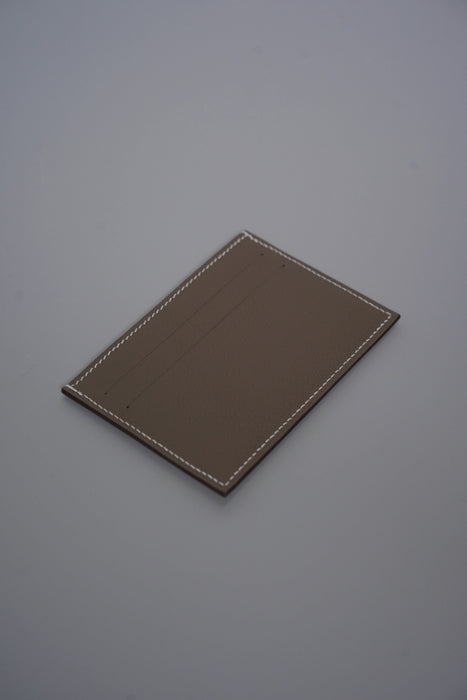 Hermes Citizen Twill Compact Card Holder in Etoupe/Bleu France (Brand New)