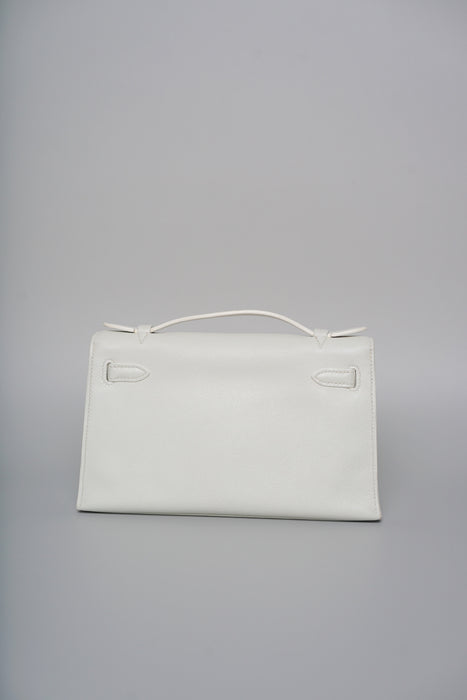 Hermes Kelly Pochette in Blanc Ghw