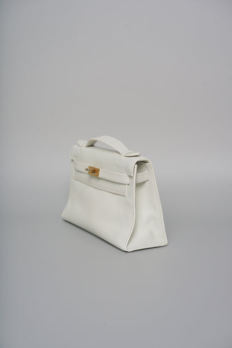 Hermes Kelly Pochette in Blanc Ghw