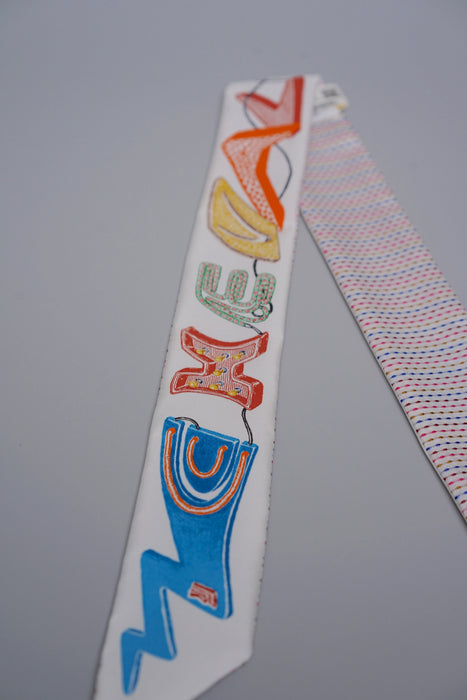 Hermes Chevaloscope Pointille Twilly in Blanc/Bleu/Rouge/Vert (Brand New)