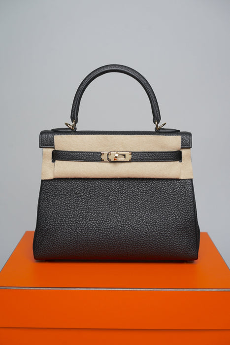 Hermes Kelly Retourne 25 in Noir Togo Permabrass (Brand New)