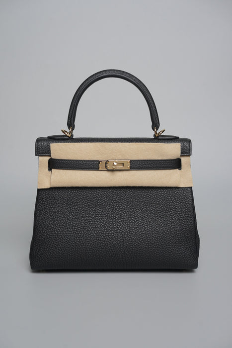 Hermes Kelly Retourne 25 in Noir Togo Permabrass (Brand New)