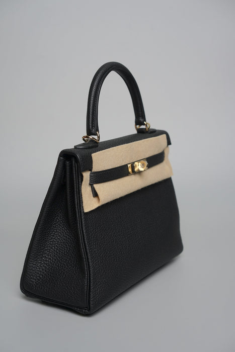 Hermes Kelly Retourne 25 in Noir Togo Permabrass (Brand New)