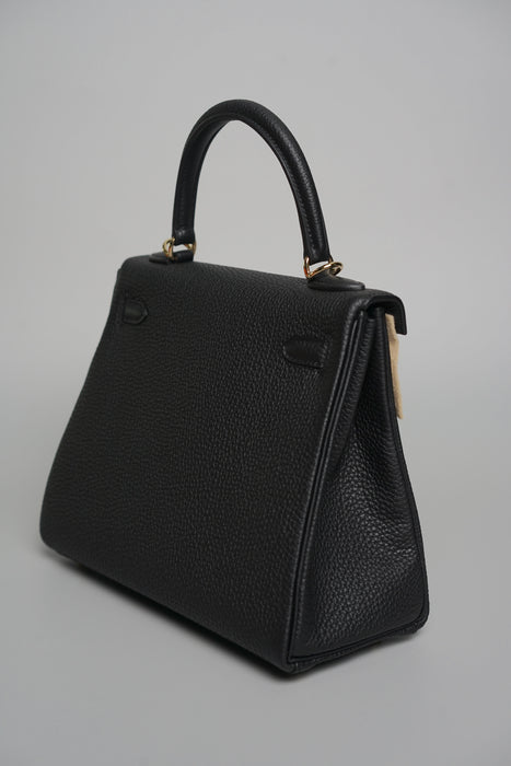 Hermes Kelly Retourne 25 in Noir Togo Permabrass (Brand New)