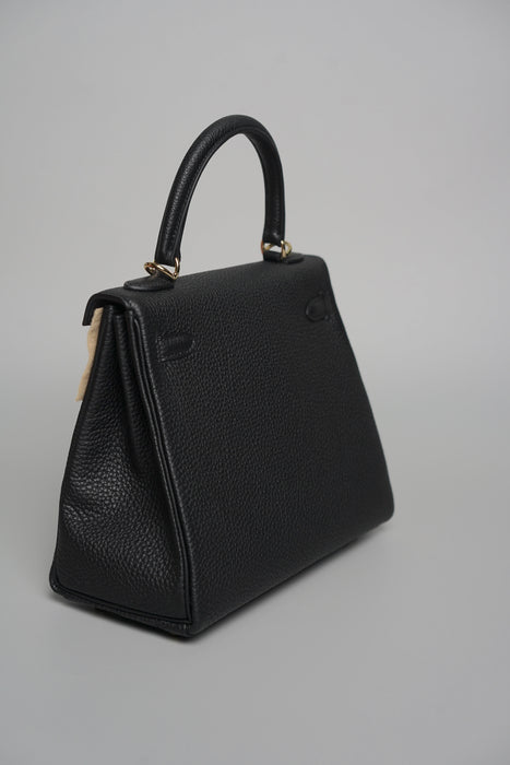 Hermes Kelly Retourne 25 in Noir Togo Permabrass (Brand New)