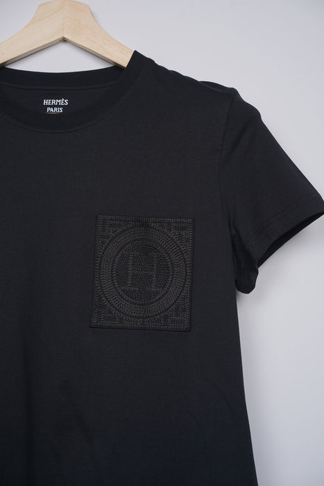 Hermes Embroidered Pocket T-Shirt in Black Size 40 (Brand New)