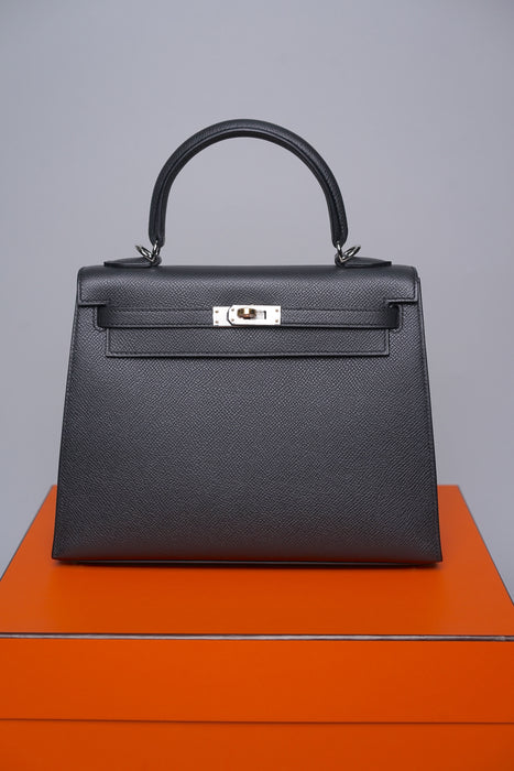 Hermes Kelly 25 Sellier in Plomb Electrum (Brand New)