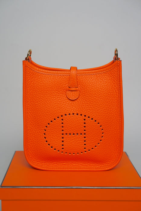 Hermes Mini Evelyne in Orange Minium Ghw (Brand New)
