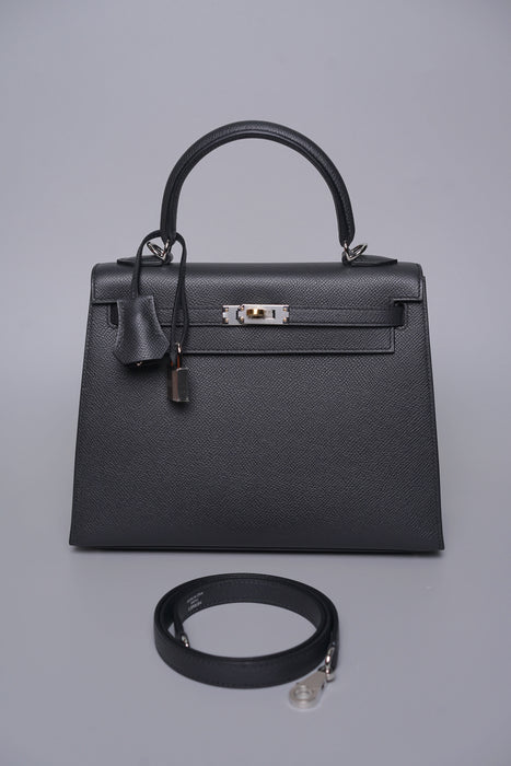 Hermes Kelly 25 Sellier in Plomb Electrum (Brand New)