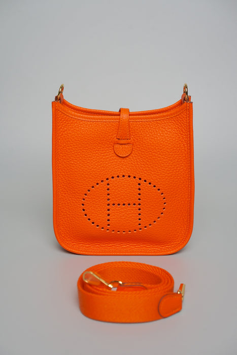 Hermes Mini Evelyne in Orange Minium Ghw (Brand New)