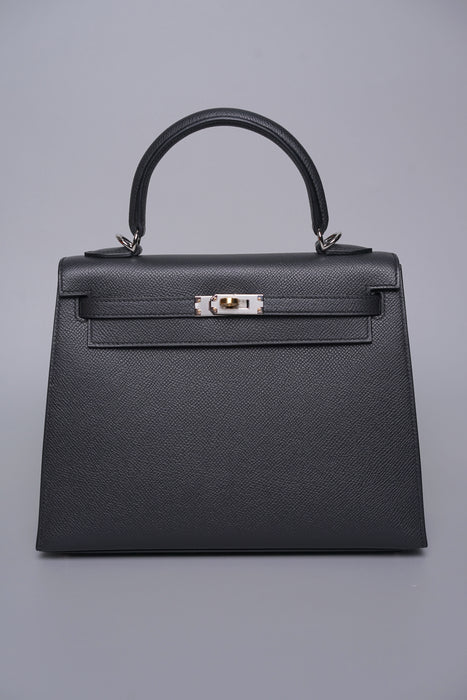 Hermes Kelly 25 Sellier in Plomb Electrum (Brand New)