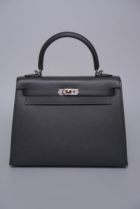 Hermes Kelly 25 Sellier in Plomb Electrum (Brand New)