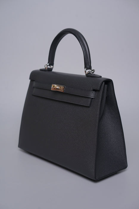 Hermes Kelly 25 Sellier in Plomb Electrum (Brand New)