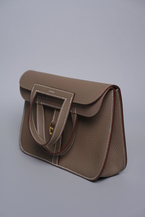 Hermes Halzan 25 in Etoupe Ghw (Brand New)