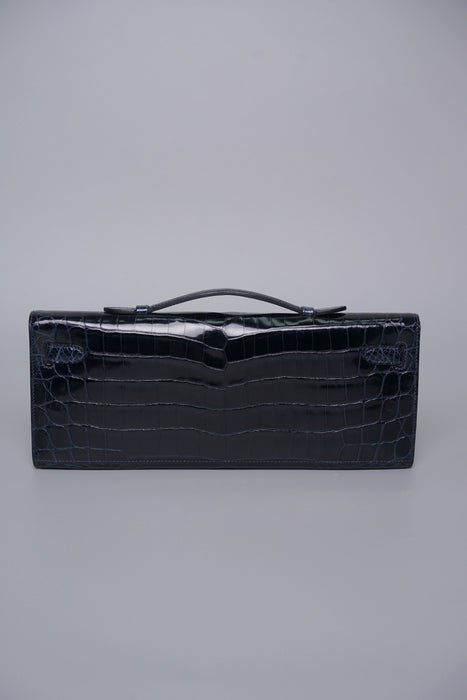 Hermes Kelly Cut in Blue Marine Shiny Alligator Phw