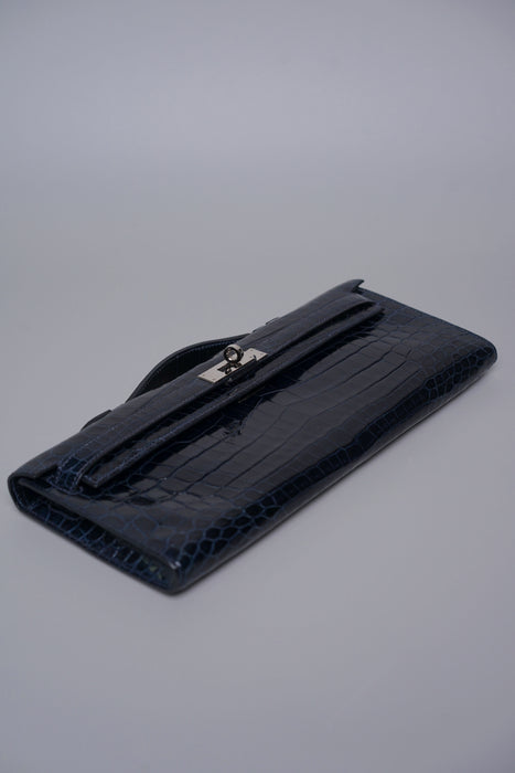 Hermes Kelly Cut in Blue Marine Shiny Alligator Phw