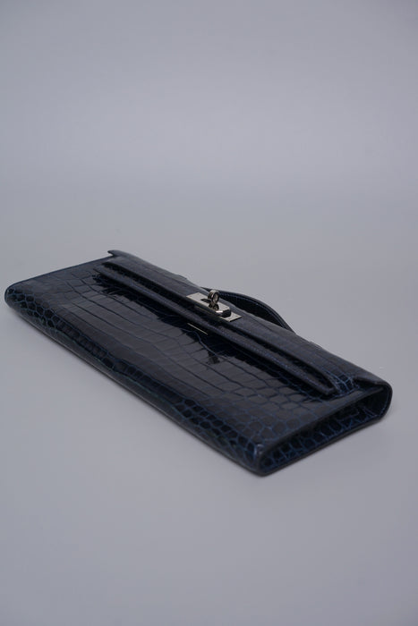Hermes Kelly Cut in Blue Marine Shiny Alligator Phw