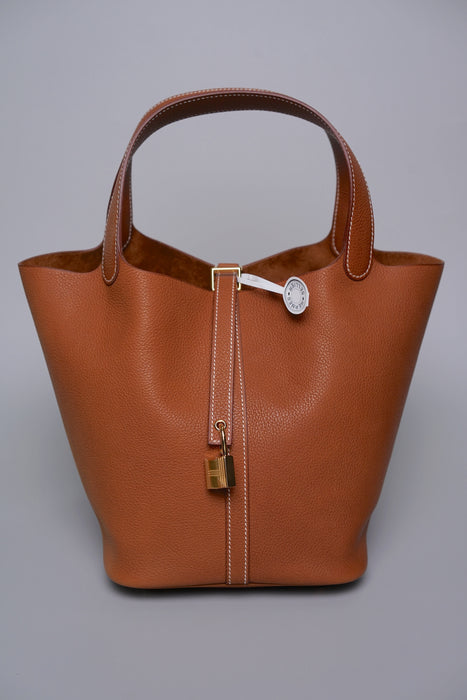 Hermes Picotin 22 in Fauve Barenia Ghw (Brand New)