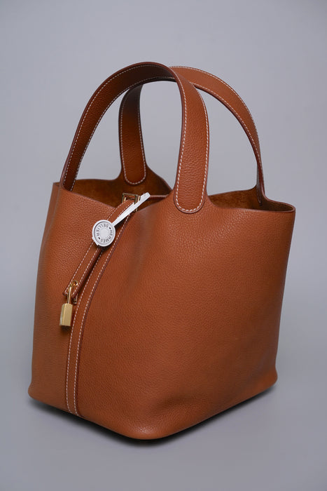 Hermes Picotin 22 in Fauve Barenia Ghw (Brand New)