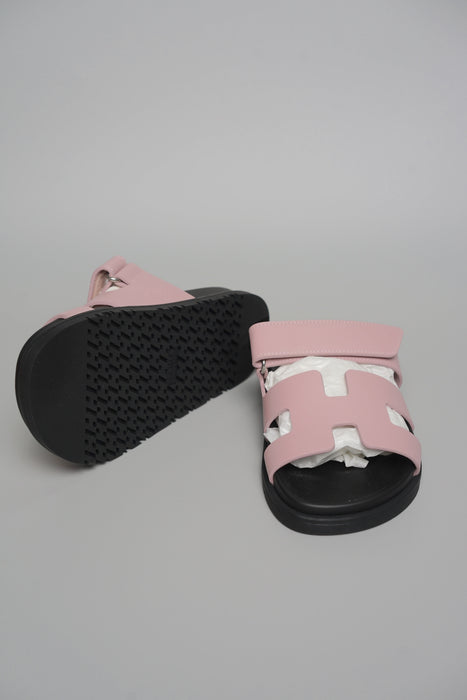 Hermes Chypre Sandals in Rose Cancan Size 37.5 (Brand New)