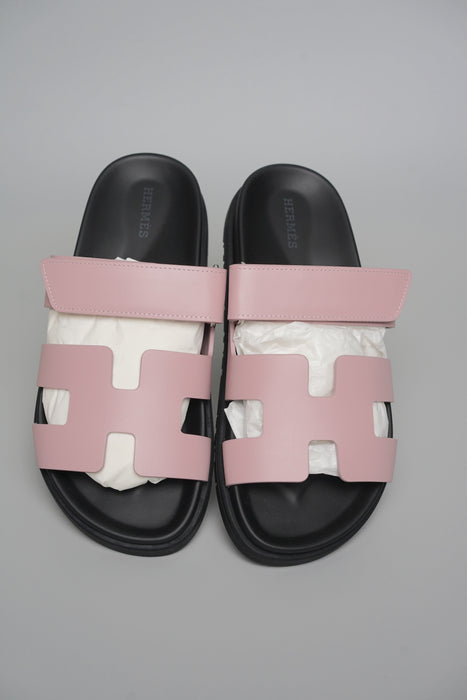 Hermes Chypre Sandals in Rose Cancan Size 37.5 (Brand New)