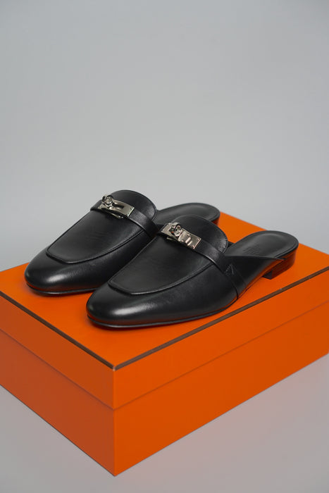 Hermes Oz Mule in Noir Phw Size 37.5 (Brand New)