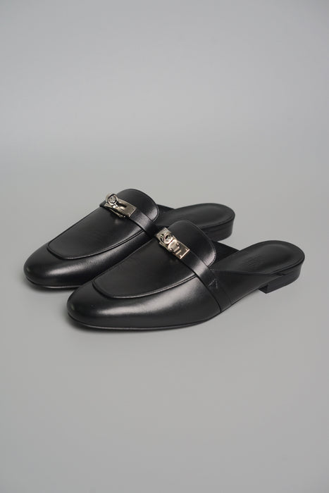 Hermes Oz Mule in Noir Phw Size 37.5 (Brand New)