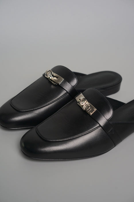 Hermes Oz Mule in Noir Phw Size 37.5 (Brand New)