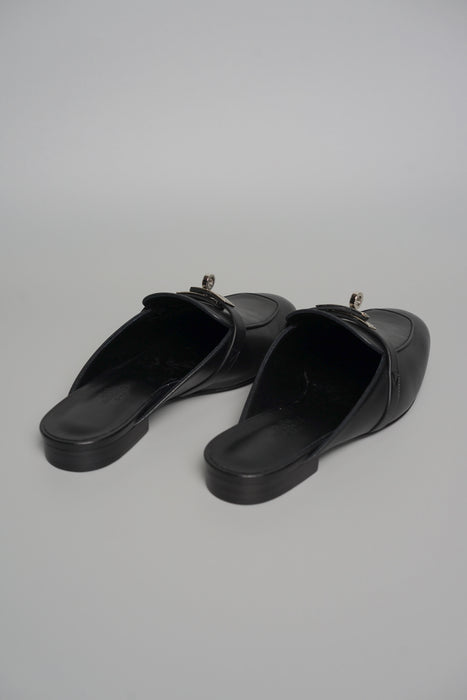 Hermes Oz Mule in Noir Phw Size 37.5 (Brand New)
