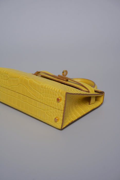 Hermes Kelly 20 in Mimosa Matte Alligator Ghw