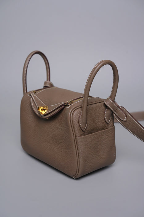 Hermes Mini Lindy in Etoupe Ghw