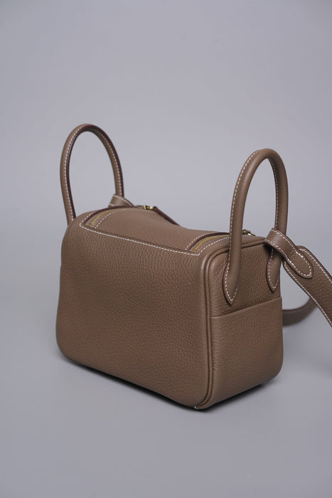 Hermes Mini Lindy in Etoupe Ghw