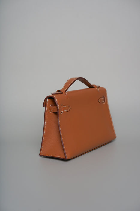 Hermes Kelly Pochette in Gold Swift Ghw (Brand New)