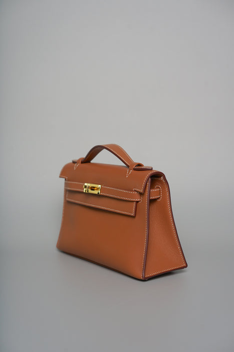 Hermes Kelly Pochette in Gold Swift Ghw (Brand New)