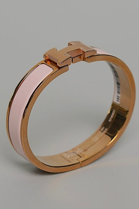 Hermes Clic H Bracelet in Rose Candeur Ghw PM (Brand New)