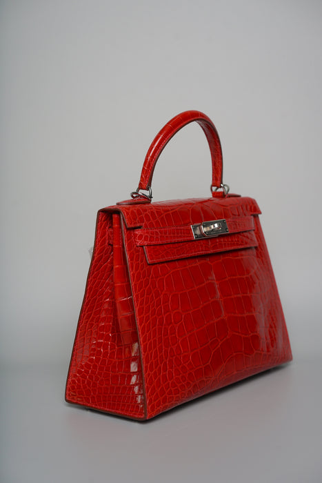 Hermes Kelly 28 in Braise Shiny Alligator Phw