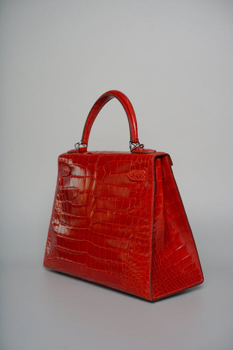 Hermes Kelly 28 in Braise Shiny Alligator Phw