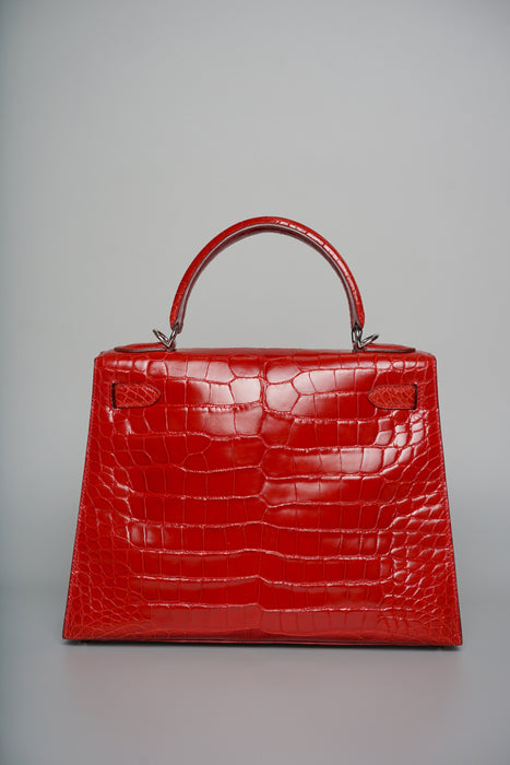 Hermes Kelly 28 in Braise Shiny Alligator Phw