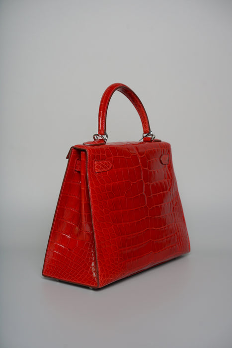 Hermes Kelly 28 in Braise Shiny Alligator Phw