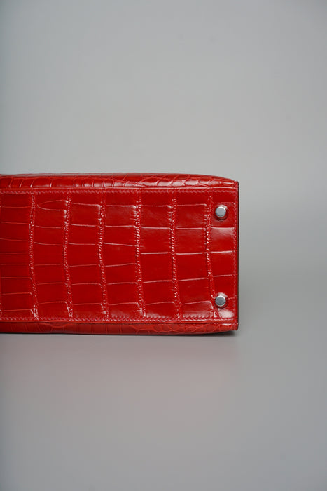 Hermes Kelly 28 in Braise Shiny Alligator Phw
