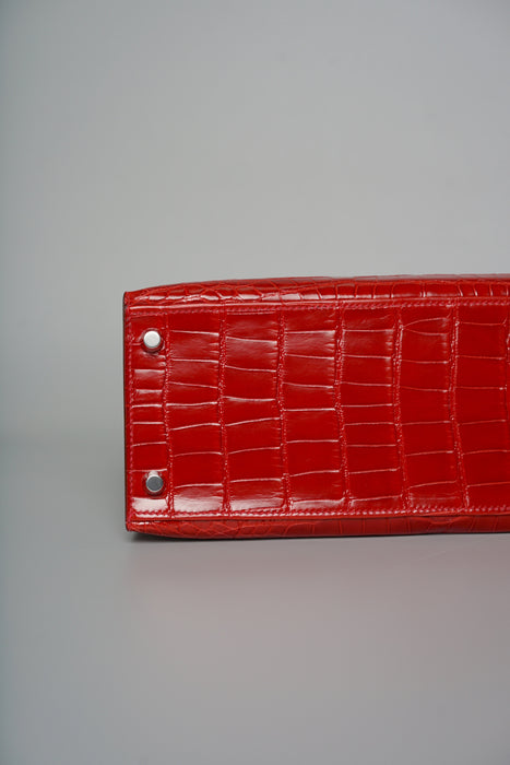 Hermes Kelly 28 in Braise Shiny Alligator Phw