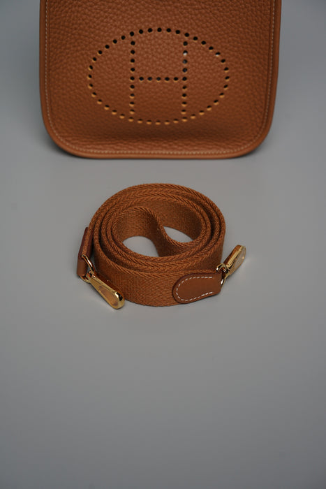 Hermes Mini Evelyne in Gold Ghw (Brand New)